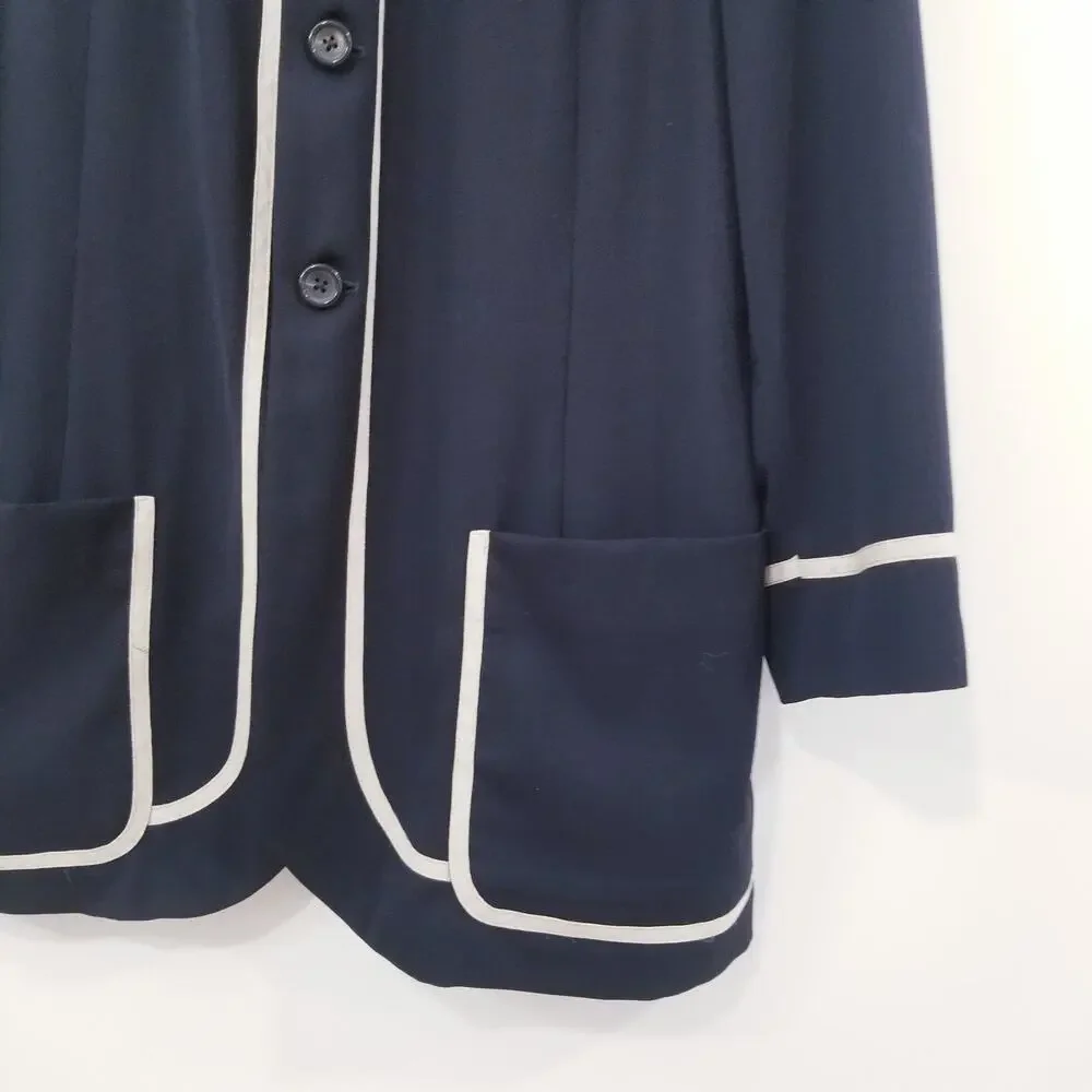 Men's Navy Blazer with White Piping